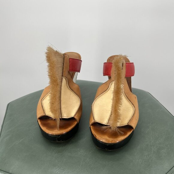 LD Tuttle/Vigenes Wedge with Cream Tan and Red Leather - Picture 5 of 8